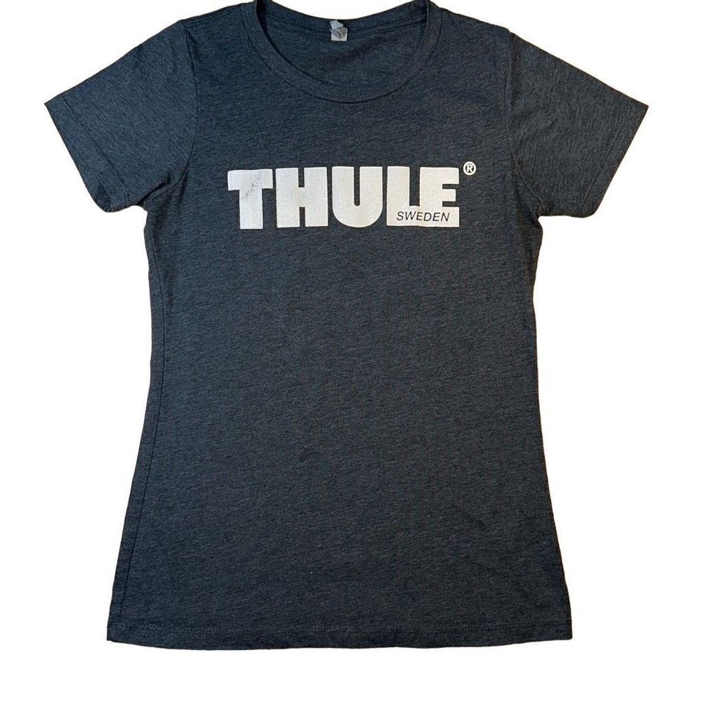 THULE bring your life T-shirt women’s sz M Heather gray: board, bike, ski, love